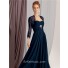 A line sweetheart long navy blue chiffon vintage mother of the bride dress with jacket