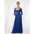 A line sweetheart long royal blue chiffon mother of the bride dress with jacket