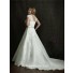 A line v neck court train modest designer lace plus size wedding dresses with beading