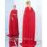 Adorable High Neck Long Red Lace Metal Belt Occasion Evening Dress With Cape Back