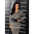 Asymmetric Tea Length Grey kim kardashian Dress With Long Sleeve