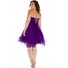 Ball Gowm Strapless Short Purple Tulle Beading Plus Size Party Prom Dress