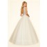 Ball Gown Deep V Neck Champagne Tulle Beaded Prom Dress