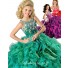 Ball Gown Emerald Green Organza Ruffle Beaded Little Girls Party Prom Dress Straps