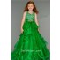 Ball Gown Halter Long Green Ruffle Beading Little Flower Girl Party Prom Dress