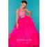 Ball Gown Halter Long Hot Pink Ruffle Beading Little Flower Girl Party Prom Dress