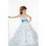 Ball Gown Halter Long White Pink Tulle Beaded Little Girl Prom Dress With Sash