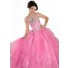 Ball Gown Halter Pink Organza Ruffle Beaded Girl Pageant Prom Dress