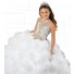 Ball Gown Halter White Tulle Ruffle Beaded Puffy Girl Pageant Prom Dress