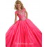 Ball Gown Hot Pink Tulle Crystals Beaded Little Girls Party Prom Dress