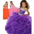 Ball Gown Keyhole Back Purple Organza Ruffle Beaded Girl Pageant Prom Dress