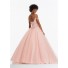 Ball Gown Off The Shoulder Basque Waist Corset Blush Tulle Prom Dress