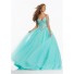Ball Gown Off The Shoulder Basque Waist Corset Aqua Tulle Prom Dress