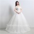 Ball Gown Off The Shoulder Drop Waist Tulle Crystal Wedding Dress Lace Up Back