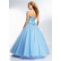 Ball Gown Princess Sweetheart Light Sky Blue Tulle Beaded Prom Dress Corset Back