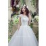 Ball Gown Scoop Neck Lace Organza Wedding Dress Chapel Train