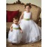 Ball Gown Scoop Tea Length White Organza Toddler Flower Girl Dress With Sash