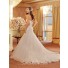 Ball Gown Scooped Strapless Corset Back Layered Organza Lace Wedding Dress With Sparkle