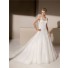 Ball Gown Sheer Illusion Boat Neckline Tulle Applique Beaded Wedding Dress