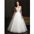 Ball Gown Square Neck Embroidery Beading Tulle Wedding Dress With Straps