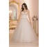 Ball Gown Strapless Blush Pink Colored Satin Tulle Wedding Dress Corset Back