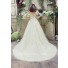 Ball Gown Strapless Corset Back Ivory Tulle Lace Wedding Dress With Bow Sash