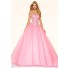 Ball Gown Strapless Drop Waist Corset Light Pink Tulle Beaded Prom Dress