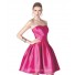 Ball Gown Strapless Hot Pink Ruched Satin Short Party Prom Dress