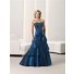 Ball Gown Strapless Navy Blue Taffeta Beaded Mother Of The Bride Evening Dress Shawl