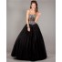 Ball Gown Strapless See Through Corset Black Tulle Beaded Prom Dress