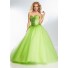 Ball Gown Strapless Sweetheart Corset Back Lime Green Tulle Beaded Prom Dress