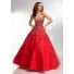 Ball Gown Strapless Sweetheart Corset Back Long Red Tulle Beaded Prom Dress