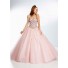 Ball Gown Strapless Sweetheart Long Light Blush Pink Tulle Beaded Prom Dress