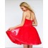 Ball Gown Strapless Sweetheart Short Red Tulle Lace Beaded Party Prom Dress