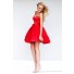 Ball Gown Strapless Sweetheart Short Red Tulle Lace Beaded Party Prom Dress
