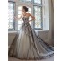 Ball Gown Strapless Sweetheart White And Black Tulle Lace Beaded Wedding Dress Corset Back