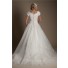 Ball Gown Sweetheart Cap Sleeve Lace Beaded Modest Wedding Dress