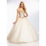 Ball Gown Sweetheart Champagne Tulle Gold Beaded Prom Dress Corset Back