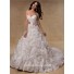 Ball Gown Sweetheart Layered Organza Rosette Wedding Dress With Crystal Sash