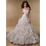 Ball Gown Sweetheart Layered Organza Rosette Wedding Dress With Crystal Sash