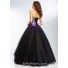 Ball Gown Sweetheart Long Black Tulle Silver Turquoise Blue Ombre Beaded Prom Dress