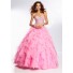 Ball Gown Sweetheart Long Pink Organza Ruffle Petal Beaded Prom Dress Corset Back