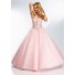 Ball Gown Sweetheart Neckline Light Baby Pink Tulle Beaded Crystal Prom Dress