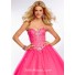 Ball Gown Sweetheart Orange Tulle Beaded Crystal Quinceanera Prom Dress Corset Back