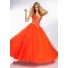 Ball Gown Sweetheart Orange Tulle Beaded Crystal Quinceanera Prom Dress Corset Back