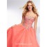 Ball Gown Sweetheart Sheer Illusion Back Long Aqua Tulle Beaded Prom Dress