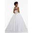 Ball Gown V Neck Basque Waist White Tulle Beaded Prom Dress Keyhole Corset Back