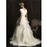 Ball Gown square court train short sleeves wedding dress with ruffles