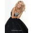 Ball Gown sweetheart floor length black tulle prom dress with beading