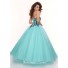 Ball Gown sweetheart floor length blue and black applique prom dress with sequins